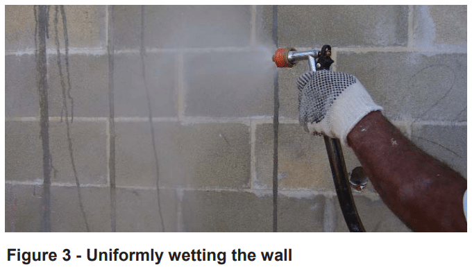 Wetting or Preparing block wall for stucco installation